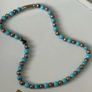 Turquoise and Silver Beaded Necklace